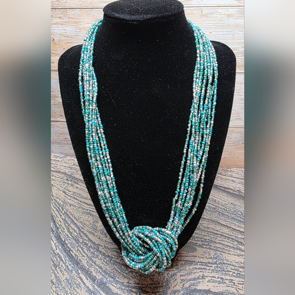 Multi-Strand Turquoise Bead Statement Necklace | … - image 1